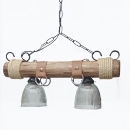 Colgante estilo campo de 2 luces con tulipa de 13cm