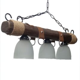 Lampara Colgante Artesanal Estilo Campo de 3 Luces con Tulipa de 13 cm