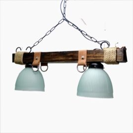 Lampara Colgante Estilo Campo madera 2 Luces